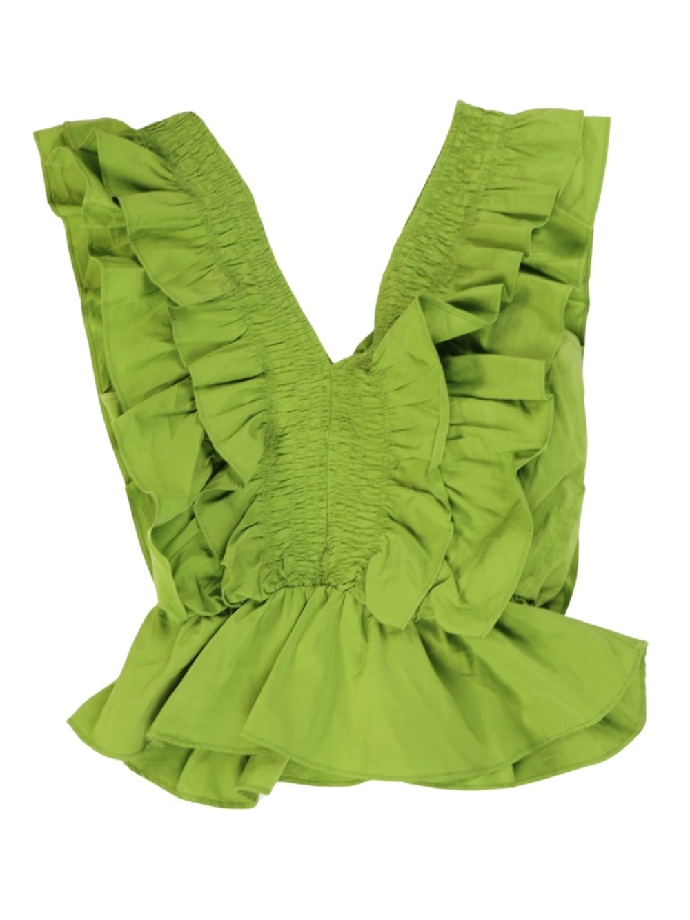Strut & Bolt Lime Green Ruffle Peplum Smocked Sleeveless Top Small